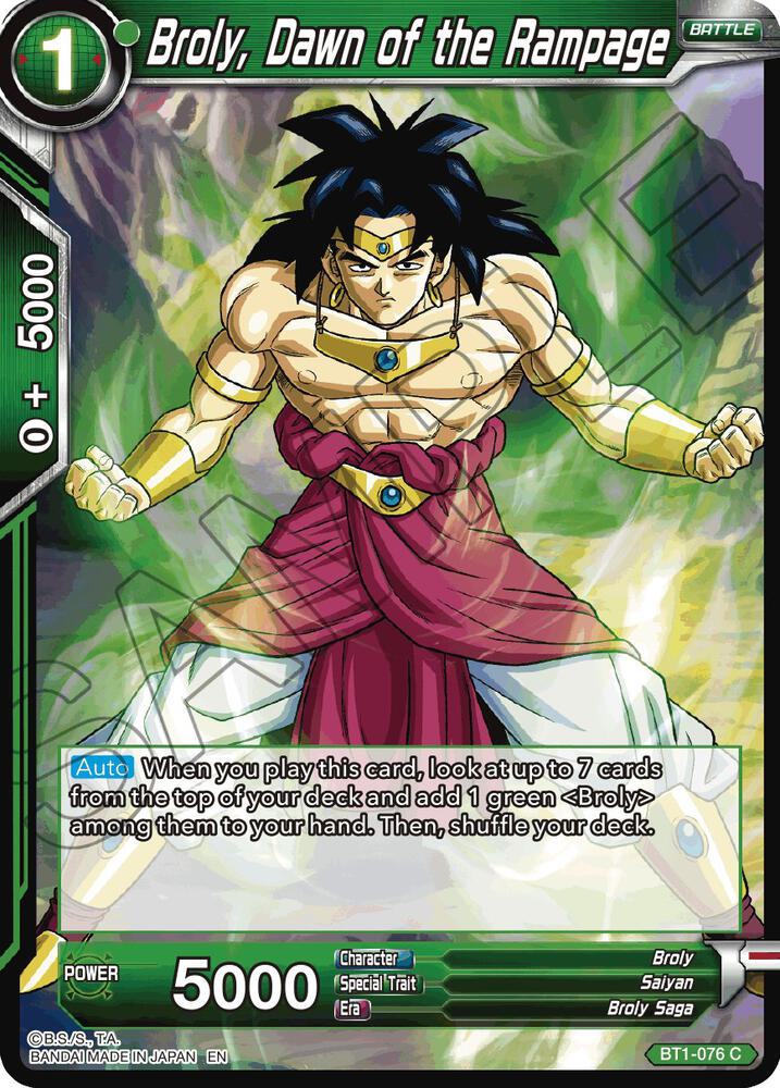 Broly, Dawn of the Rampage (Reprint) BT1-076 Battle Evolution Dragon Ball Super 