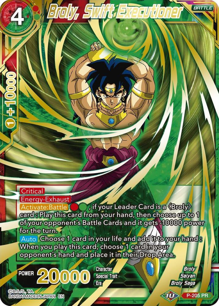 Broly, Swift Executioner (Gold Stamped) P-205 Mythic Booster 