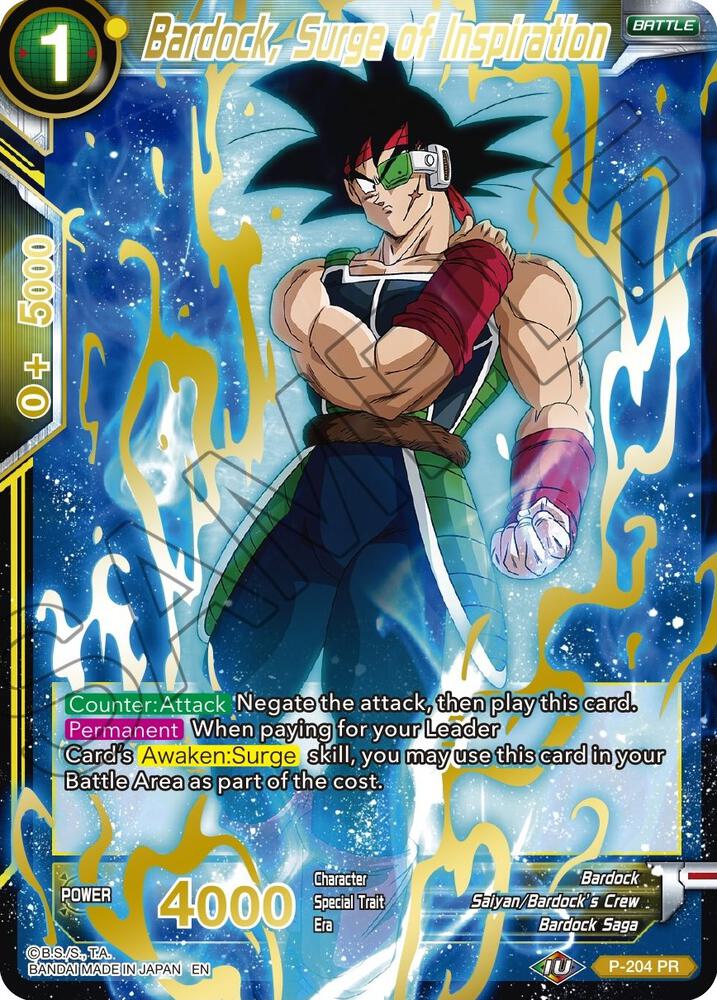 Bardock, Surge of Inspiration (Gold Stamped) P-204 Mythic Booster 