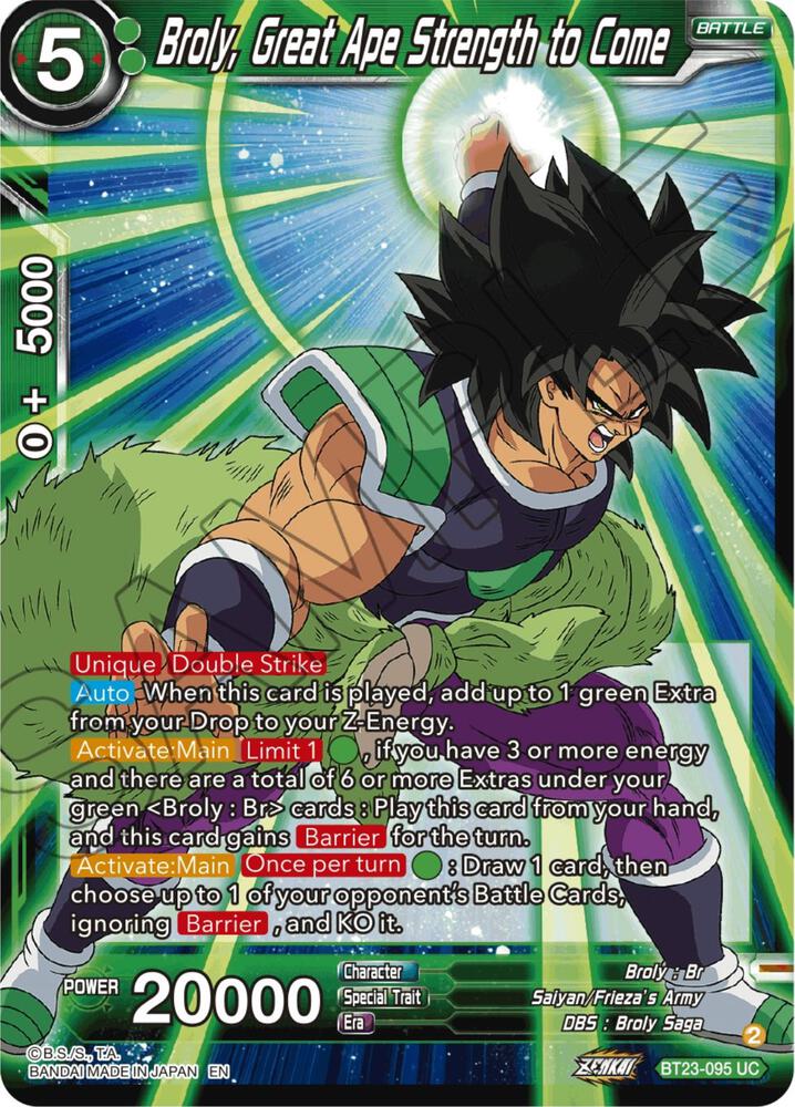 Broly, Great Ape Strength to Come BT23-095 Perfect Combination 