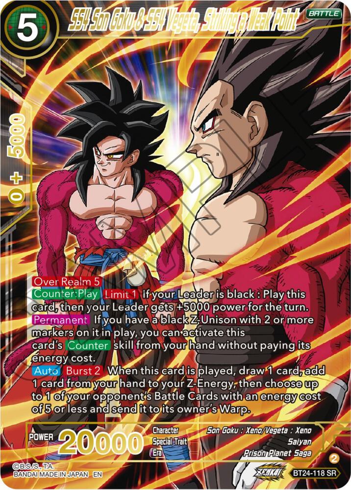 SS4 Son Goku & SS4 Vegeta, Striking a Weak Point BT24-118 Beyond Generations 