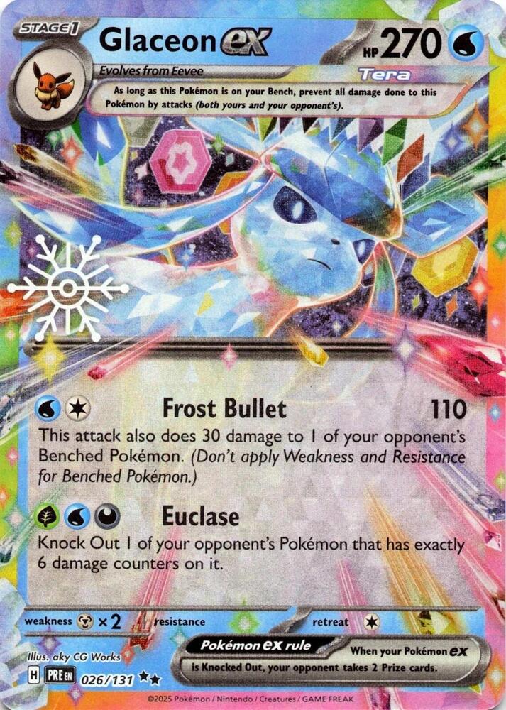 Glaceon ex - 026/131 - Prismatic Evolutions - Holiday Stamp Promo - Po ...