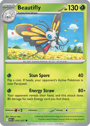 Beautifly 013/217 ME: Ascended Heroes Reverse Holo Uncommon Pokemon