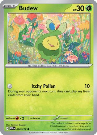 Budew 016/217 ME: Ascended Heroes Reverse Holo Common Pokemon