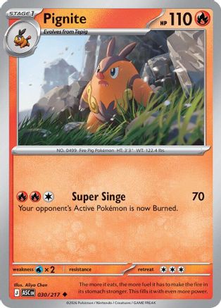 Pignite 030/217 ME: Ascended Heroes Reverse Holo Uncommon Pokemon