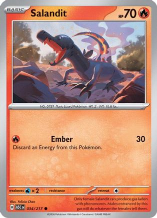 Salandit 034/217 ME: Ascended Heroes Reverse Holo Common Pokemon