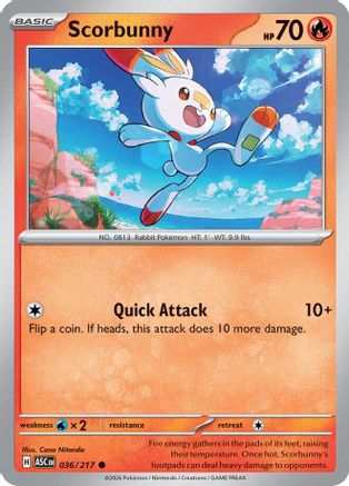 Scorbunny 036/217 ME: Ascended Heroes Reverse Holo Common Pokemon
