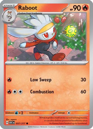 Raboot 037/217 ME: Ascended Heroes Reverse Holo Common Pokemon