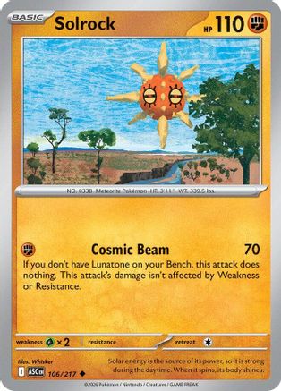 Solrock 106/217 ME: Ascended Heroes Reverse Holo Uncommon Pokemon