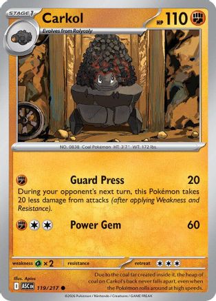 Carkol 119/217 ME: Ascended Heroes Reverse Holo Common Pokemon