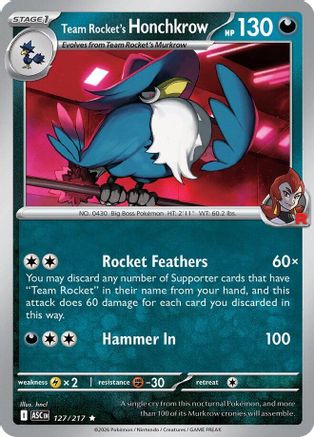 Team Rocket's Honchkrow 127/217 ME: Ascended Heroes Rare Pokemon