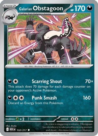 Galarian Obstagoon 132/217 ME: Ascended Heroes Reverse Holo Uncommon Pokemon