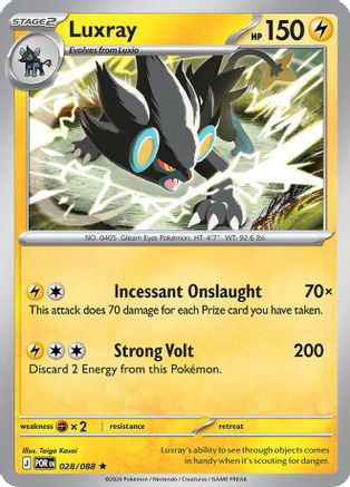 Luxray 028/088 Rare Perfect Order Pokemon Near Mint