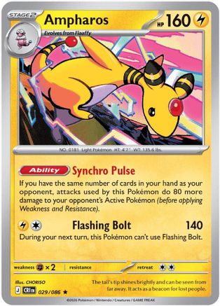 Ampharos 029/086 ME04: Chaos Rising Rare Reverse Holo