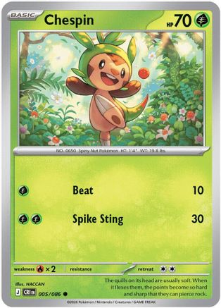 Chespin 005/086 ME04: Chaos Rising Common Pokemon