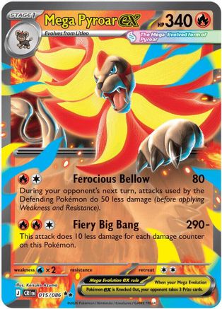 Mega Pyroar ex 015/086 ME04: Chaos Rising Double Rare Pokemon