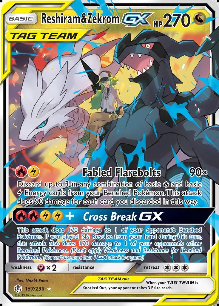 Image of Reshiram and Zekrom-GX Cosmic Eclipse (CEC) #157