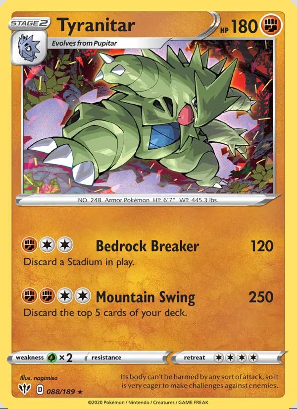 Image of Tyranitar Darkness Ablaze (DAA) #088