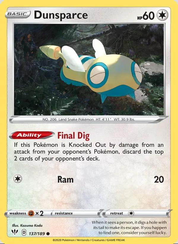 Image of Dunsparce Darkness Ablaze (DAA) #137