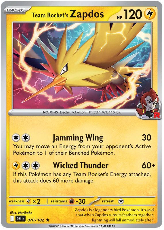 Image of Team Rockets Zapdos Destined Rivals (DRI) #070