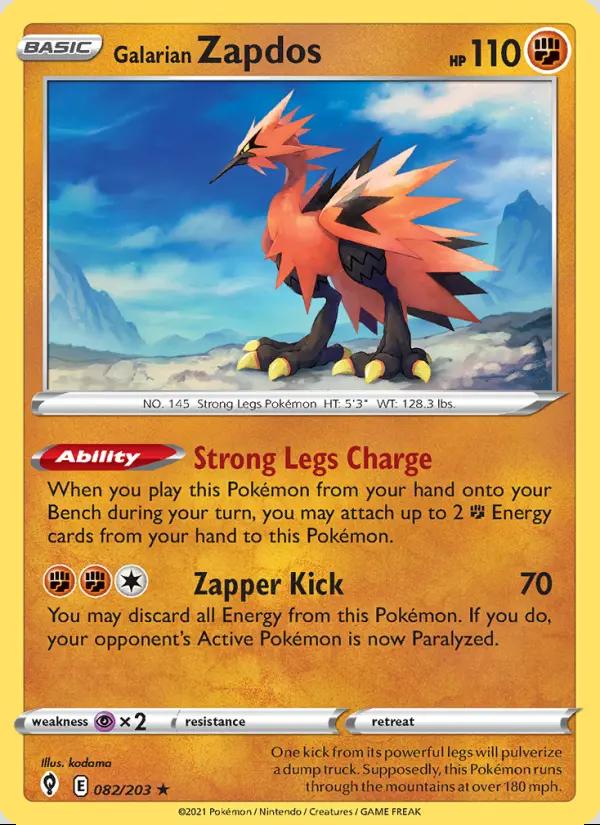 Image of Galarian Zapdos Evolving Skies (EVS) #082