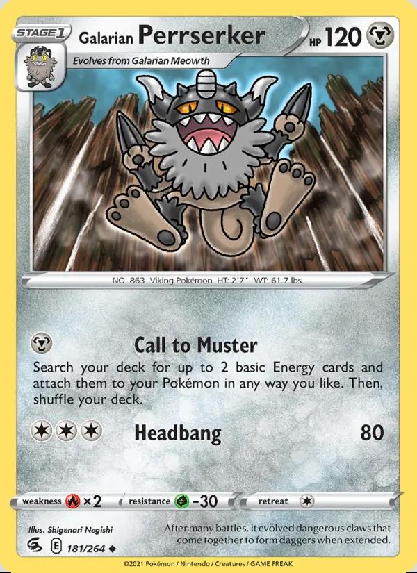 Image of Galarian Perrserker Fusion Strike (FST) #181