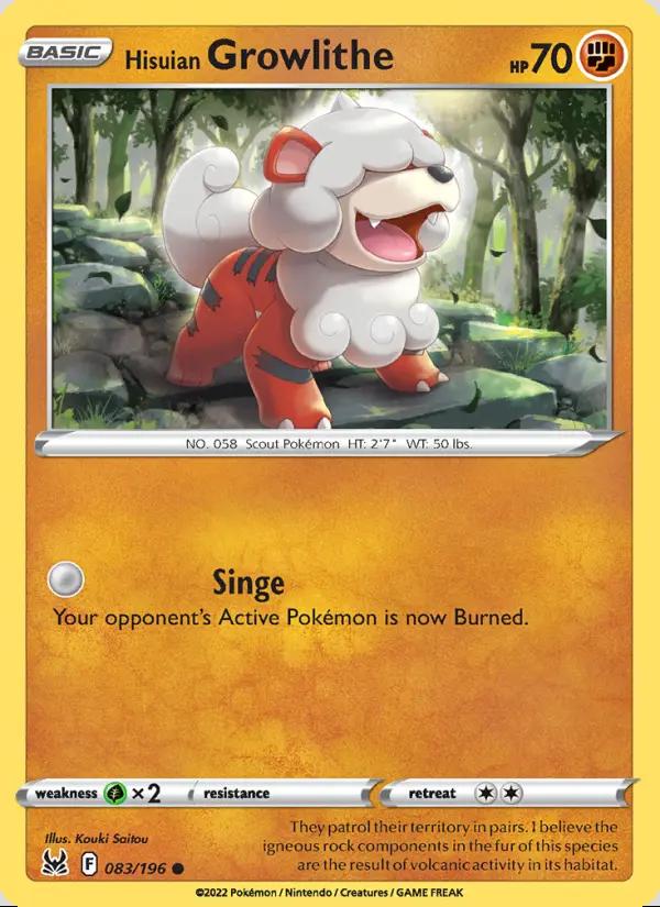 Image of Hisuian Growlithe Lost Origin (LOR) #083