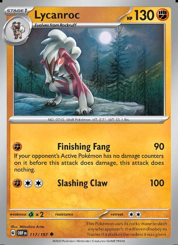 Image of Lycanroc Obsidian Flames (OBF) #117