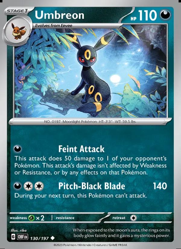 Image of Umbreon Obsidian Flames (OBF) #130