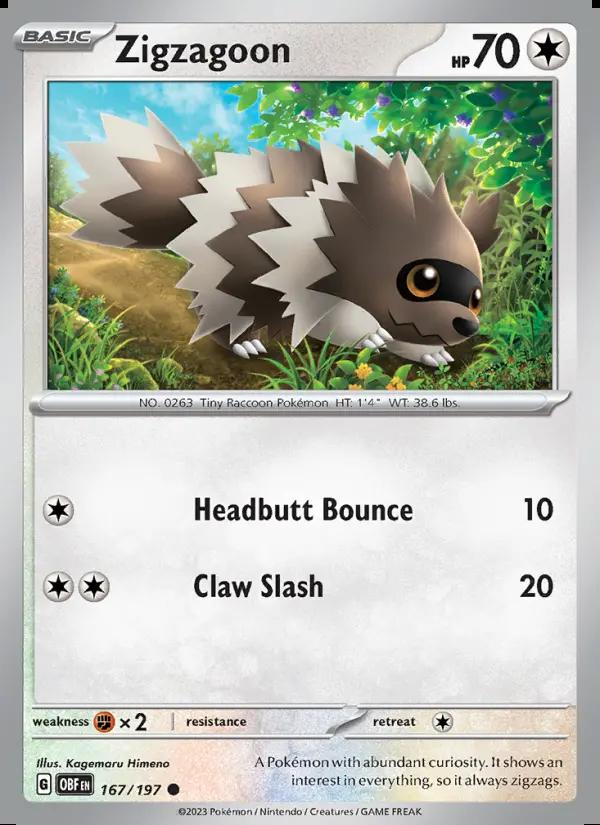 Image of Zigzagoon Obsidian Flames (OBF) #167