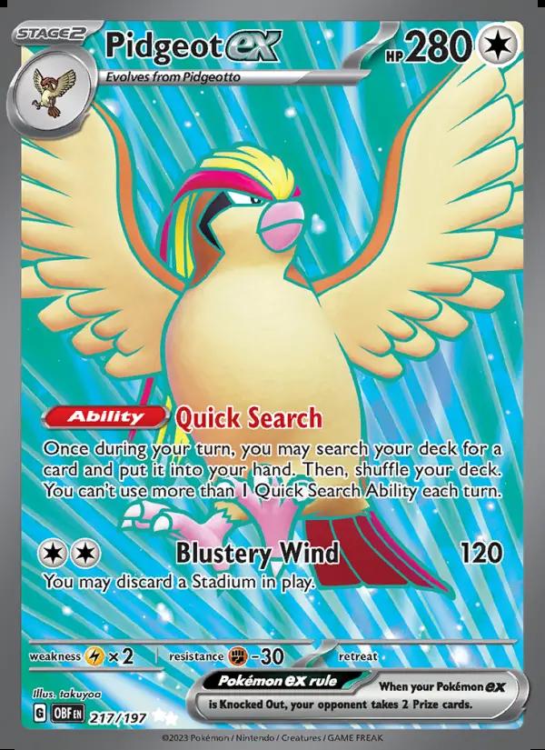 Image of Pidgeot ex Obsidian Flames (OBF) #217