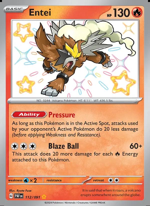 Image of Entei Paldean Fates (PAF) #112