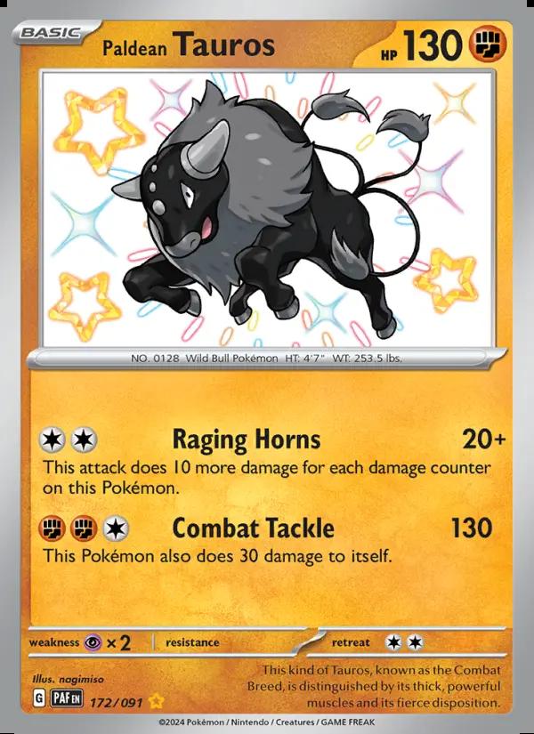Image of Paldean Tauros Paldean Fates (PAF) #172