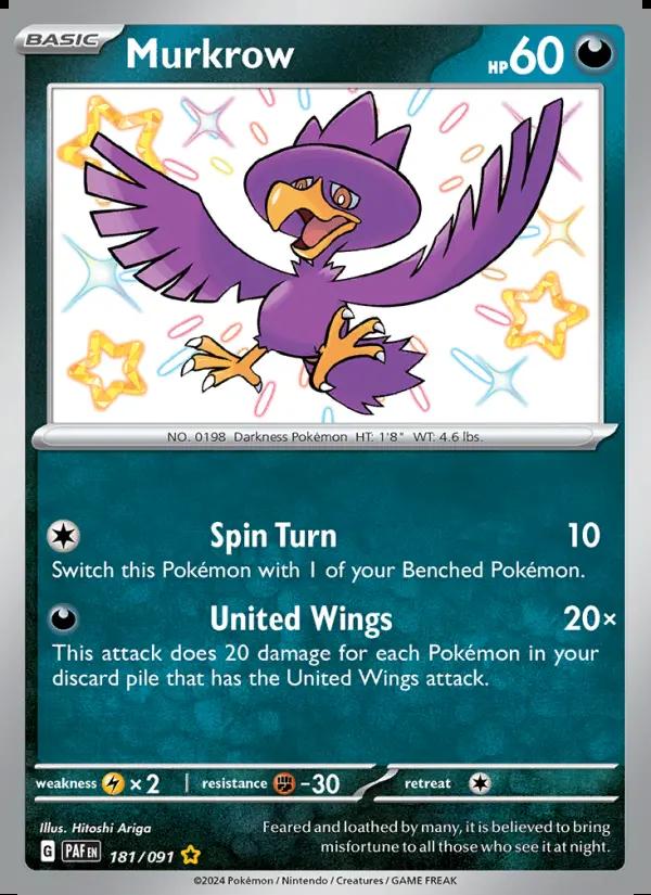 Image of Murkrow Paldean Fates (PAF) #181