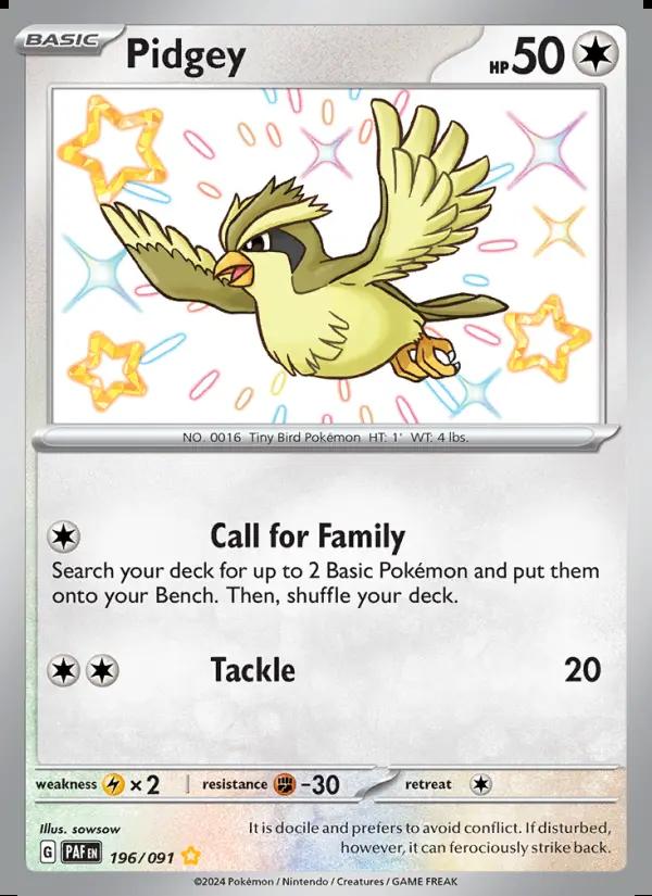 Image of Pidgey Paldean Fates (PAF) #196
