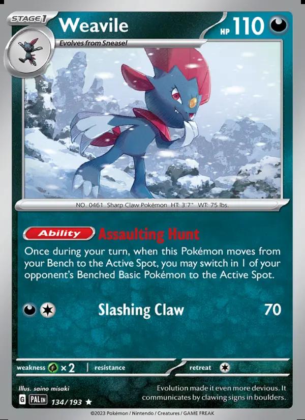 Image of Weavile Paldea Evolved (PAL) #134