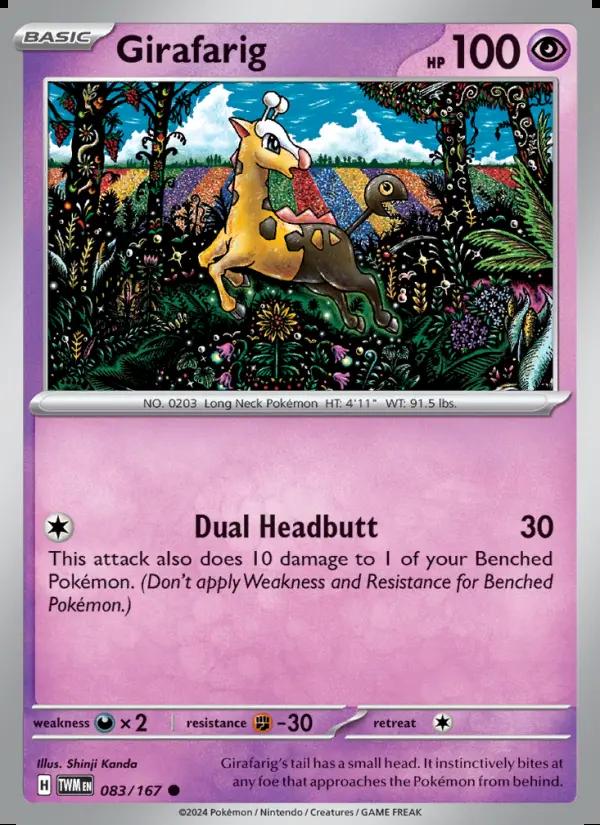 Image of Girafarig Twilight Masquerade (TWM) #083