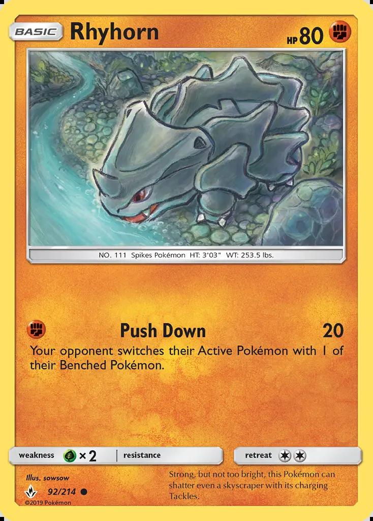 Image of Rhyhorn Unbroken Bonds (UNB) #92