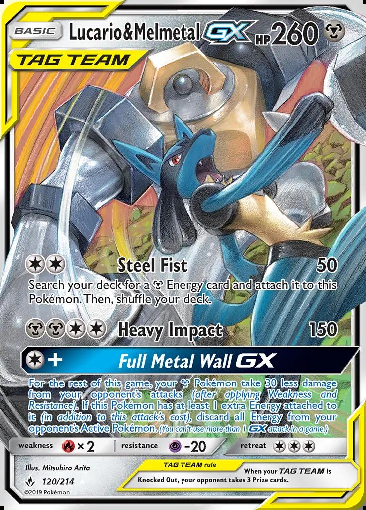 Image of Lucario and Melmetal-GX Unbroken Bonds (UNB) #120