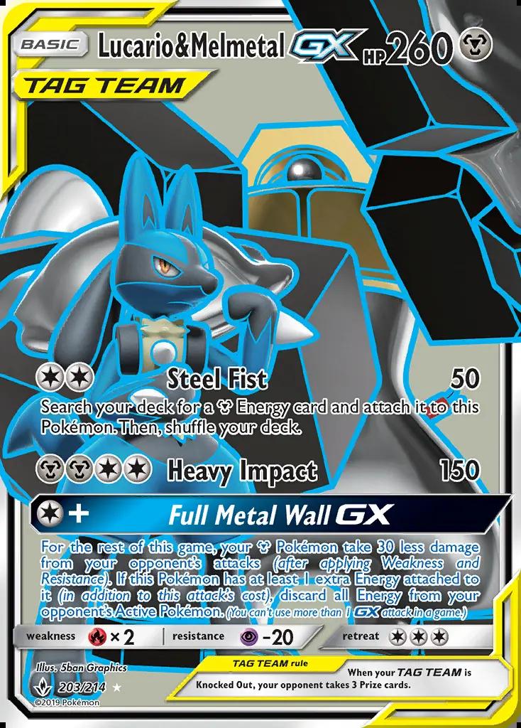 Image of Lucario and Melmetal-GX Unbroken Bonds (UNB) #203