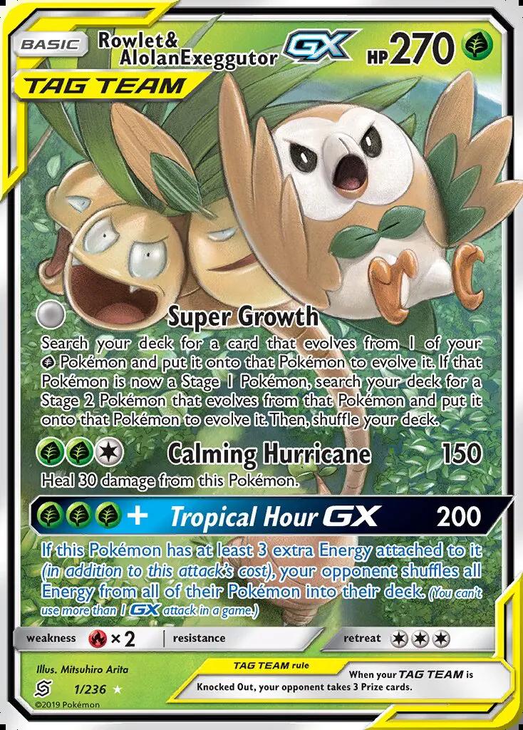 Image of Rowlet and Alolan Exeggutor-GX Unified Minds (UNM) #1