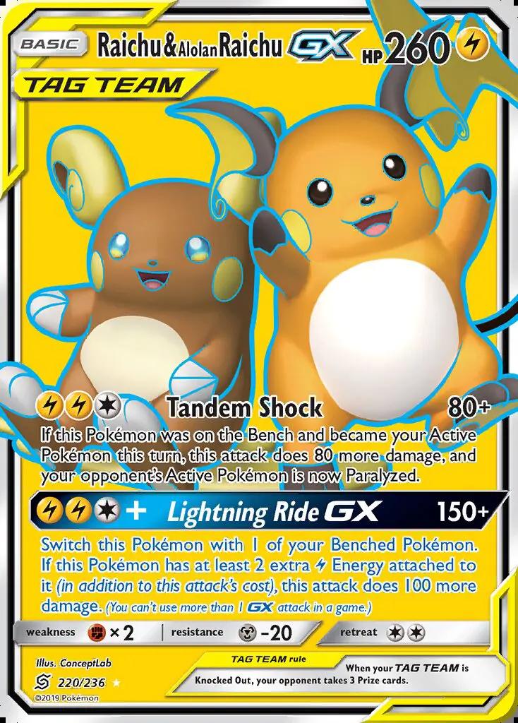 Image of Raichu and Alolan Raichu-GX Unified Minds (UNM) #220