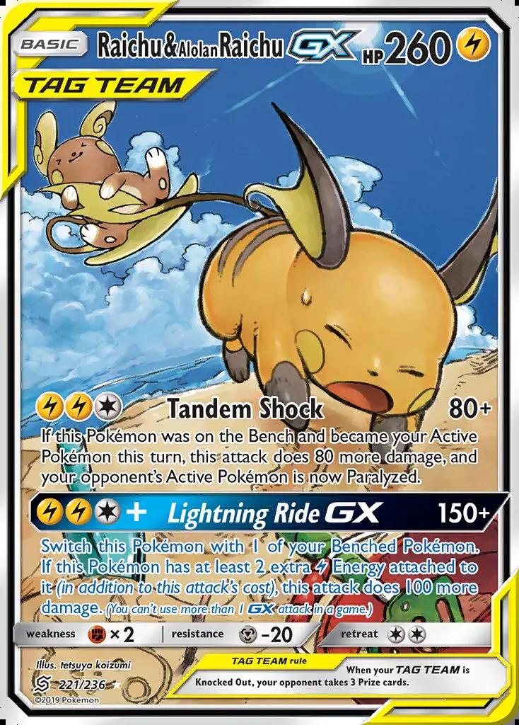 Image of Raichu and Alolan Raichu-GX Unified Minds (UNM) #221