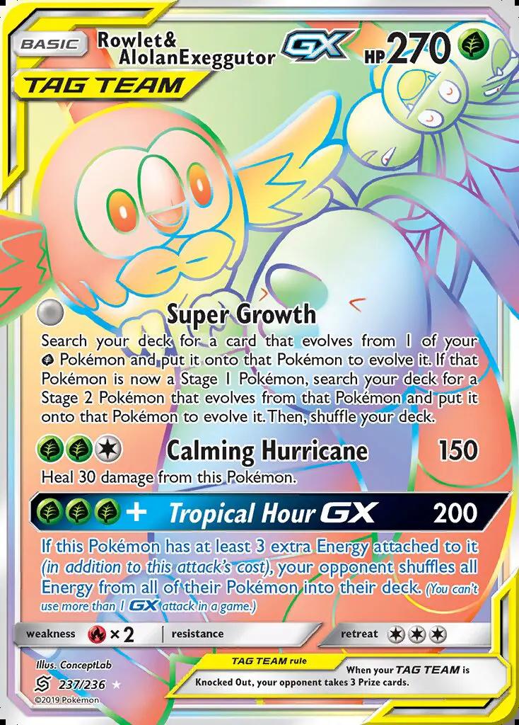 Image of Rowlet and Alolan Exeggutor-GX Unified Minds (UNM) #237