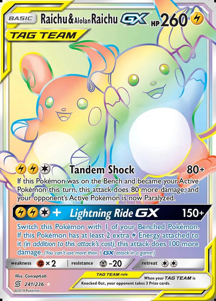 Image of Raichu and Alolan Raichu-GX Unified Minds (UNM) #241