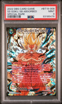 2022 DRAGON BALL SUPER CARD GAME SERIES 19 FIGHTER'S AMBITION #BT19-008 SS GOKU, SB ABSORBED PSA 9