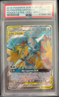 2019 POKEMON SUN & MOON HIDDEN FATES #66 MLTRS/ZPDS/ARTCN.GX HIDDEN FATES-FULL ART PSA 10