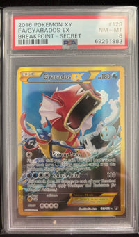 2016 POKEMON XY BREAKPOINT #123 FA/GYARADOS EX BREAKPOINT-SECRET PSA 8