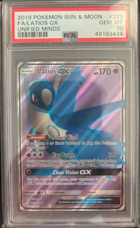 2019 POKEMON SUN & MOON UNIFIED MINDS #223 FA/LATIOS GX UNIFIED MINDS PSA 10