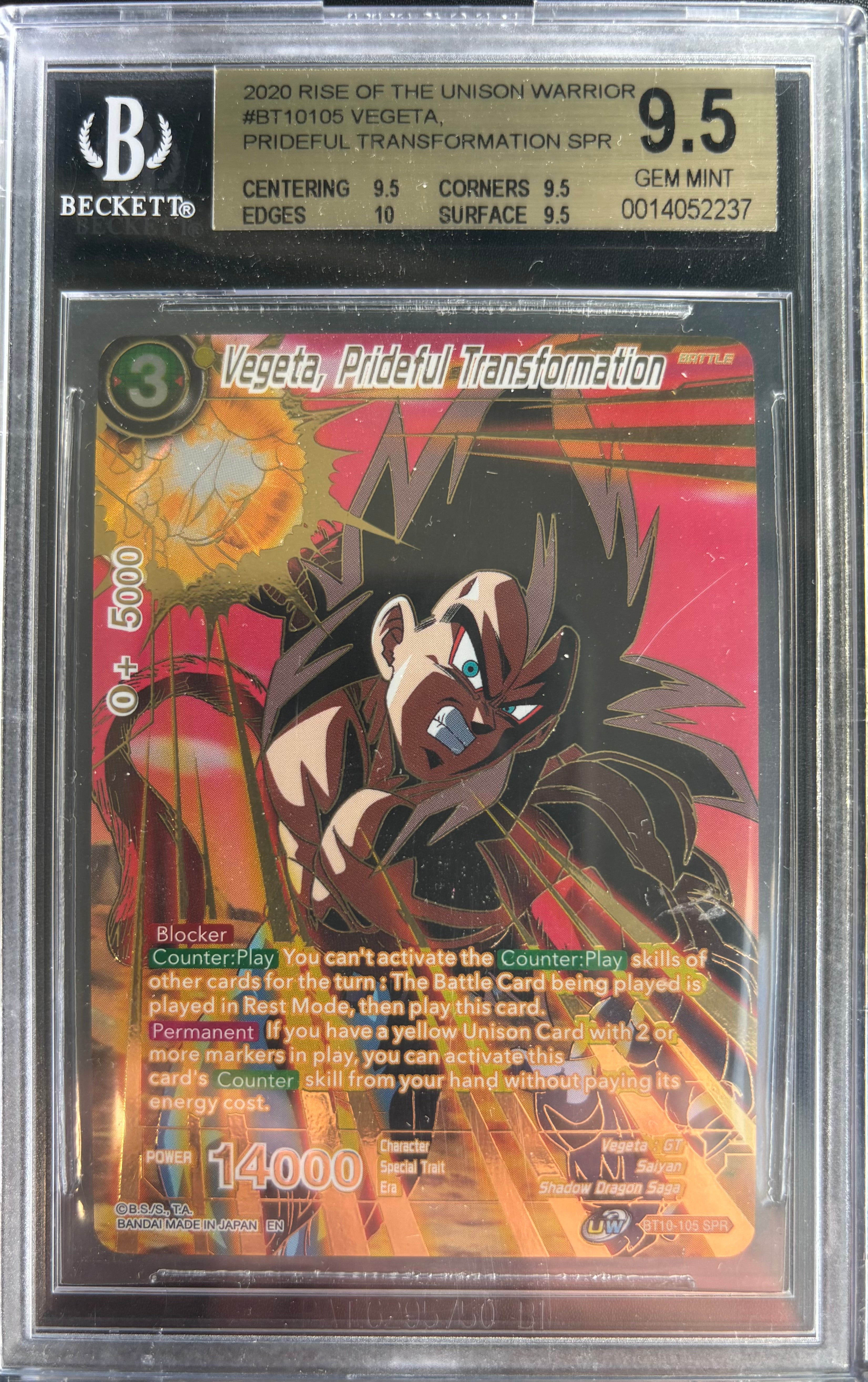 Dragon Ball Super Vegeta, Prideful Transformation BT10-105 SPR BGS 9.5 ...